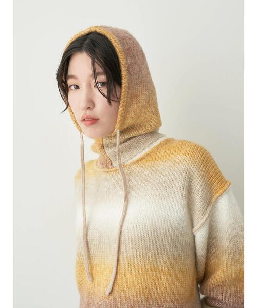 earth music&ecology（アースミュージックアンドエコロジー）の「グラデーションニットバラクラバフードキャップ（ニットキャップ/ビーニー・レディース・ライトブルー/ブラウン/パープル・FREE）」の8枚目の写真