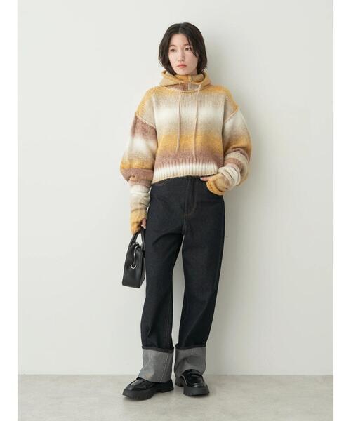 earth music&ecology（アースミュージックアンドエコロジー）の「グラデーションニットバラクラバフードキャップ（ニットキャップ/ビーニー・レディース・ライトブルー/ブラウン/パープル・FREE）」の11枚目の写真