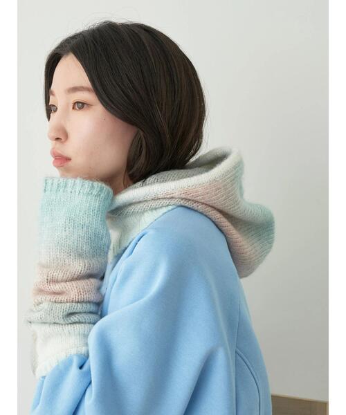 earth music&ecology（アースミュージックアンドエコロジー）の「グラデーションニットバラクラバフードキャップ（ニットキャップ/ビーニー・レディース・ライトブルー/ブラウン/パープル・FREE）」の13枚目の写真