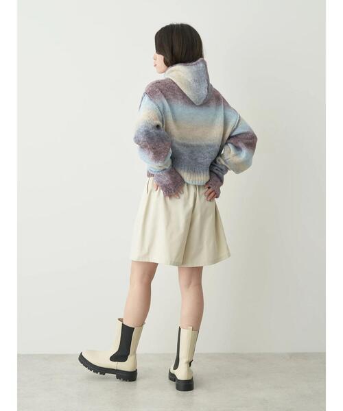 earth music&ecology（アースミュージックアンドエコロジー）の「グラデーションニットバラクラバフードキャップ（ニットキャップ/ビーニー・レディース・ライトブルー/ブラウン/パープル・FREE）」の20枚目の写真