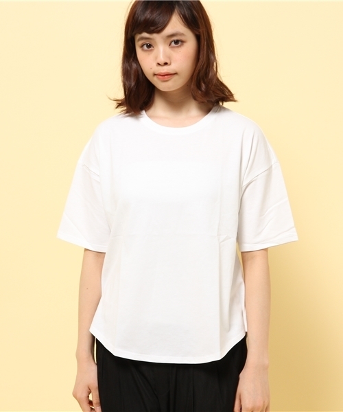 GIORDANO（ジョルダーノ）の「[GIORDANO]ルーズシルエット半袖Tシャツ（Tシャツ/カットソー・レディース・ホワイト/ブラック/ブルー/ネイビー/オレンジ・SMALL/MEDIUM/LARGE）」の10枚目の写真