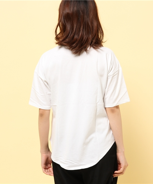 GIORDANO（ジョルダーノ）の「[GIORDANO]ルーズシルエット半袖Tシャツ（Tシャツ/カットソー・レディース・ホワイト/ブラック/ブルー/ネイビー/オレンジ・SMALL/MEDIUM/LARGE）」の12枚目の写真