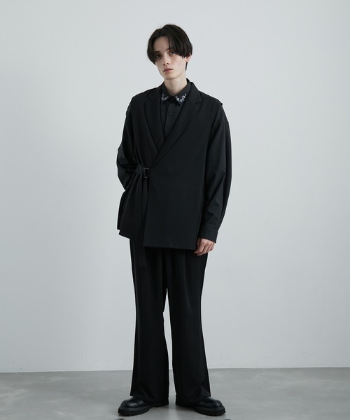 JUNRED(ジュンレッド)の「ライトドレスワイドフレアパンツ(スラックス・メンズ・ベージュ系その他2/スミクロ/ブラック・L/M/S)」の10枚目の写真