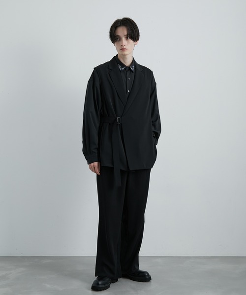 JUNRED(ジュンレッド)の「ライトドレスワイドフレアパンツ(スラックス・メンズ・ベージュ系その他2/スミクロ/ブラック・L/M/S)」の11枚目の写真