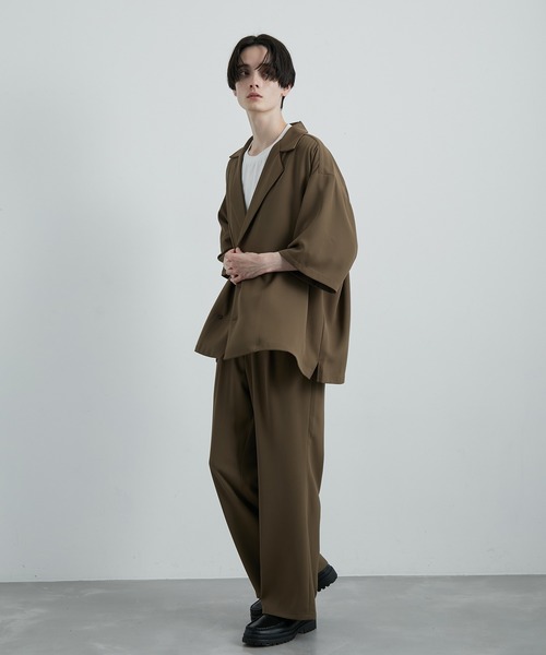 JUNRED(ジュンレッド)の「ライトドレスワイドフレアパンツ(スラックス・メンズ・ベージュ系その他2/スミクロ/ブラック・L/M/S)」の15枚目の写真