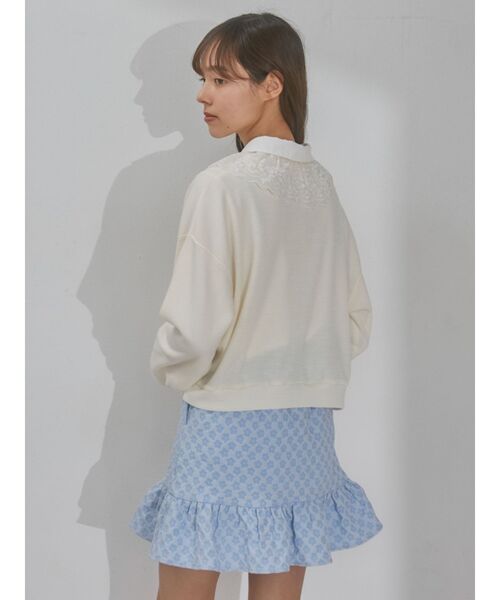 merry jenny（メリージェニー）の「logo embroideryワッフルカットソー（Tシャツ/カットソー・レディース・ピンク/ブルー/アイボリー・FREE）」の6枚目の写真