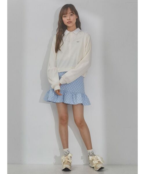 merry jenny（メリージェニー）の「logo embroideryワッフルカットソー（Tシャツ/カットソー・レディース・ピンク/ブルー/アイボリー・FREE）」の8枚目の写真