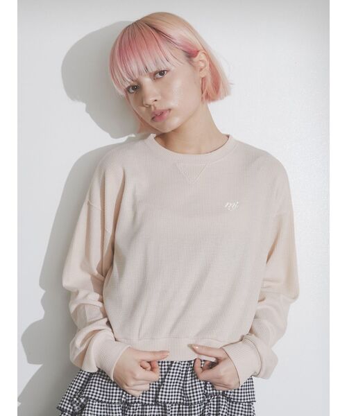 merry jenny（メリージェニー）の「logo embroideryワッフルカットソー（Tシャツ/カットソー・レディース・ピンク/ブルー/アイボリー・FREE）」の10枚目の写真