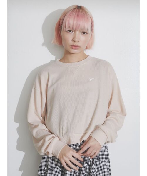 merry jenny（メリージェニー）の「logo embroideryワッフルカットソー（Tシャツ/カットソー・レディース・ピンク/ブルー/アイボリー・FREE）」の11枚目の写真