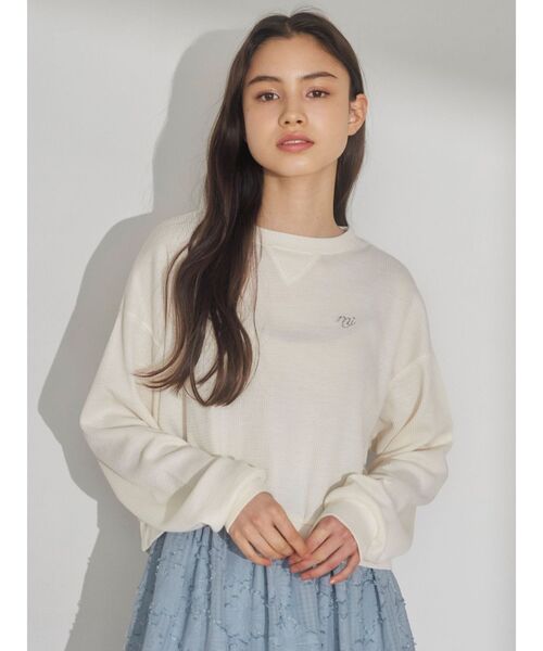 merry jenny（メリージェニー）の「logo embroideryワッフルカットソー（Tシャツ/カットソー・レディース・ピンク/ブルー/アイボリー・FREE）」の20枚目の写真