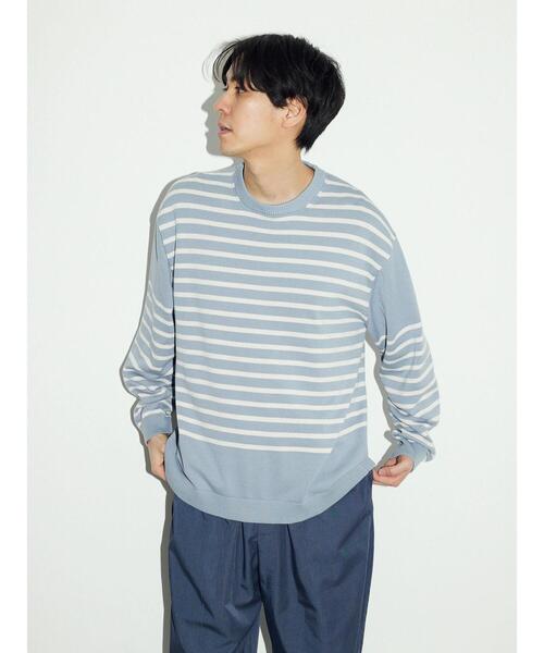 CRAFT STANDARD BOUTIQUE(クラフトスタンダードブティック)の「60/2 14Gコットンボーダーニット(ニット/セーター・メンズ・ホワイト系その他4/ブラック系その他4/ブルー系その他・L/LL/M)」の18枚目の写真
