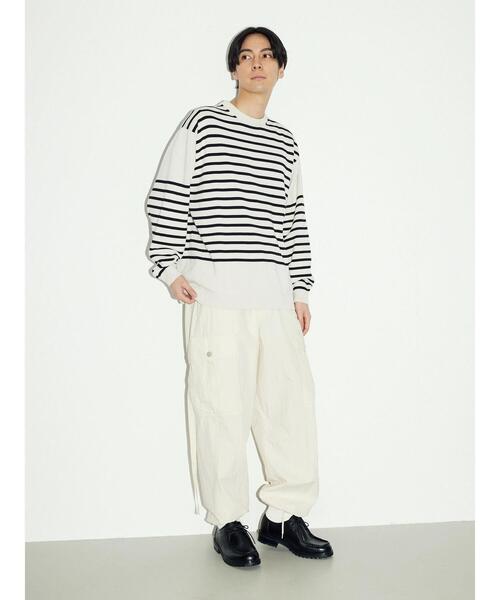 CRAFT STANDARD BOUTIQUE(クラフトスタンダードブティック)の「60/2 14Gコットンボーダーニット(ニット/セーター・メンズ・ホワイト系その他4/ブラック系その他4/ブルー系その他・L/LL/M)」の7枚目の写真