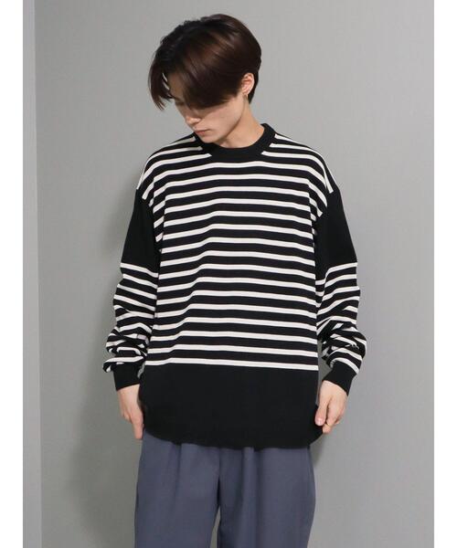 CRAFT STANDARD BOUTIQUE(クラフトスタンダードブティック)の「60/2 14Gコットンボーダーニット(ニット/セーター・メンズ・ホワイト系その他4/ブラック系その他4/ブルー系その他・L/LL/M)」の13枚目の写真