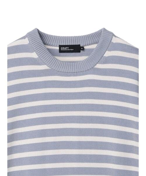 CRAFT STANDARD BOUTIQUE(クラフトスタンダードブティック)の「60/2 14Gコットンボーダーニット(ニット/セーター・メンズ・ホワイト系その他4/ブラック系その他4/ブルー系その他・L/LL/M)」の6枚目の写真