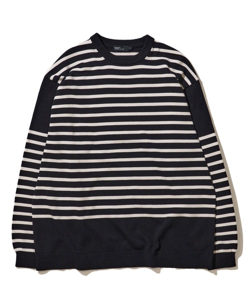 CRAFT STANDARD BOUTIQUE(クラフトスタンダードブティック)の「60/2 14Gコットンボーダーニット(ニット/セーター・メンズ・ホワイト系その他4/ブラック系その他4/ブルー系その他・L/LL/M)」の3枚目の写真