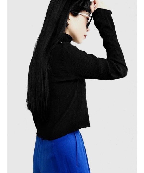 LVEU.（ラブユ.）の「Sheer high neck washer tops(Ai select) / シアーハイネックワッシャートップス（Tシャツ/カットソー・レディース・ホワイト/ブラック・FREE）」の5枚目の写真