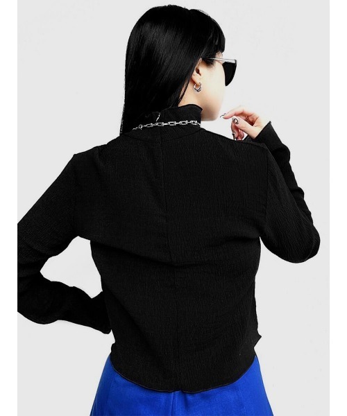 LVEU.（ラブユ.）の「Sheer high neck washer tops(Ai select) / シアーハイネックワッシャートップス（Tシャツ/カットソー・レディース・ホワイト/ブラック・FREE）」の8枚目の写真
