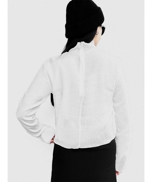 LVEU.（ラブユ.）の「Sheer high neck washer tops(Ai select) / シアーハイネックワッシャートップス（Tシャツ/カットソー・レディース・ホワイト/ブラック・FREE）」の12枚目の写真