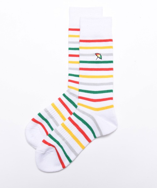 Arnold Palmer（アーノルドパーマー）の「マルチボーダー クルーソックス（ソックス/靴下・メンズ・ネイビー/ホワイト・25-27CM）」の4枚目の写真