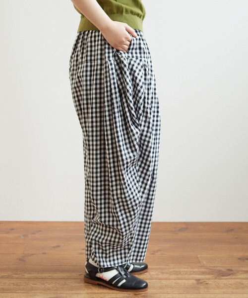 極美品！ビュルデサボン gingham balloon バルーンパンツ フリー 極美品！ビュルデサボン gingham balloon バルーンパンツ フリー