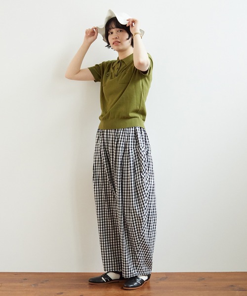 極美品！ビュルデサボン gingham balloon バルーンパンツ フリー bulle de savon（ビュルデサボン）の「gingham balloonパンツ