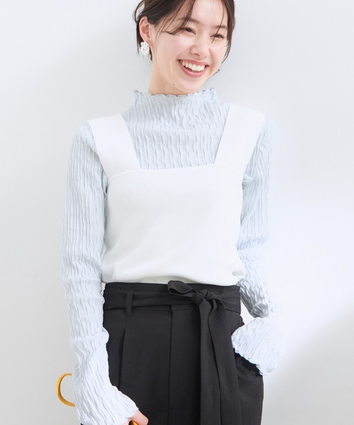 VIS(ビス)の「【UVケア・接触冷感・洗える】ニットタンクトップ(タンクトップ・レディース・ホワイト/ブラック/レッド・FREE)」の1枚目の写真