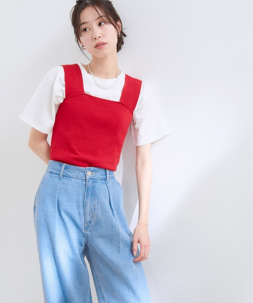 VIS(ビス)の「【UVケア・接触冷感・洗える】ニットタンクトップ(タンクトップ・レディース・ホワイト/ブラック/レッド・FREE)」の21枚目の写真