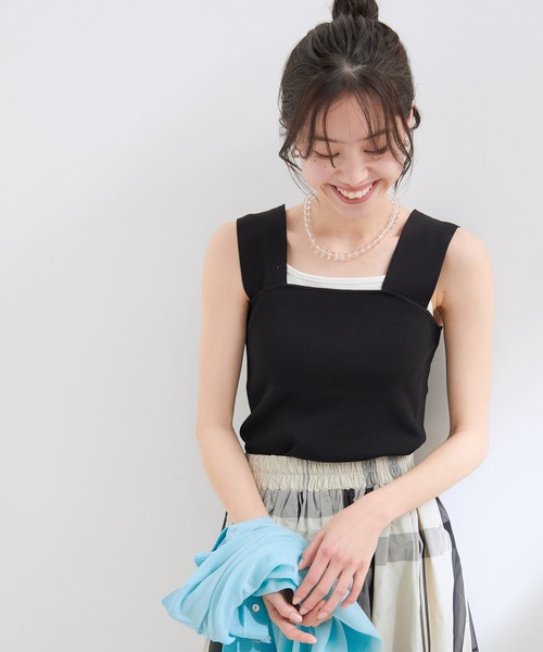 VIS(ビス)の「【UVケア・接触冷感・洗える】ニットタンクトップ(タンクトップ・レディース・ホワイト/ブラック/レッド・FREE)」の14枚目の写真