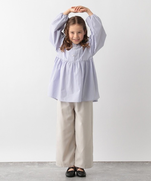 ふぐぅ セール】イージーケア／ストライプチュニック/185908（シャツ/ブラウス