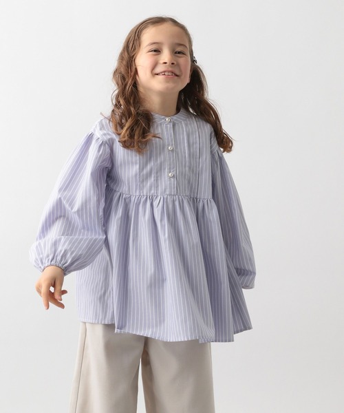 GLOBAL WORK（グローバルワーク）の「イージーケア／ストライプチュニック/185908（シャツ/ブラウス・キッズ・パープル系その他2/ブルー・100cm/110cm/120cm/130cm/140cm/150cm/160cm）」の8枚目の写真
