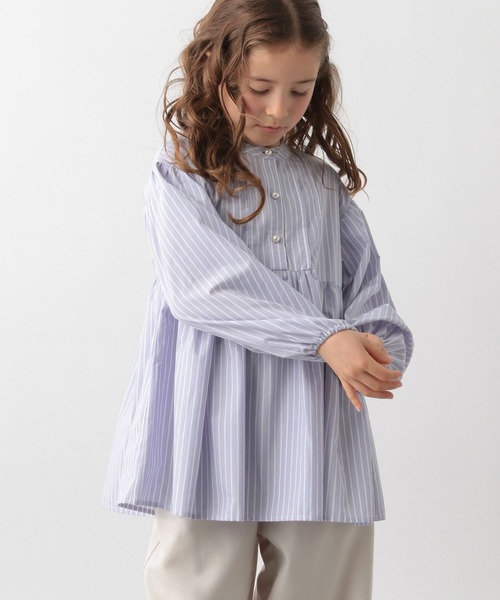 GLOBAL WORK（グローバルワーク）の「イージーケア／ストライプチュニック/185908（シャツ/ブラウス・キッズ・パープル系その他2/ブルー・100cm/110cm/120cm/130cm/140cm/150cm/160cm）」の10枚目の写真