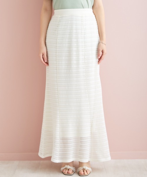 marun（マルン）の「＜大きいサイズ＞ クロッシェ調ソフトマーメイドスカート marun（スカート・レディース・アイボリー/ミント/ブラック・3L/5L/LL/4L/L）」の22枚目の写真