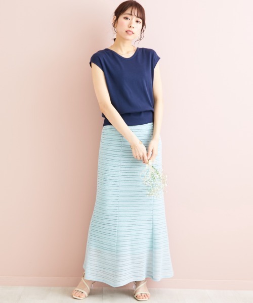 marun（マルン）の「＜大きいサイズ＞ クロッシェ調ソフトマーメイドスカート marun（スカート・レディース・アイボリー/ミント/ブラック・3L/5L/LL/4L/L）」の10枚目の写真