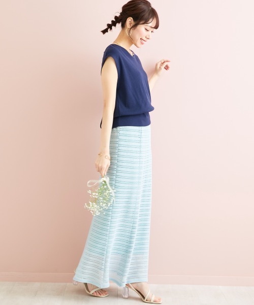 marun（マルン）の「＜大きいサイズ＞ クロッシェ調ソフトマーメイドスカート marun（スカート・レディース・アイボリー/ミント/ブラック・3L/5L/LL/4L/L）」の16枚目の写真