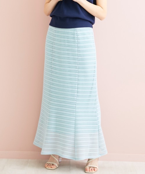marun（マルン）の「＜大きいサイズ＞ クロッシェ調ソフトマーメイドスカート marun（スカート・レディース・アイボリー/ミント/ブラック・3L/5L/LL/4L/L）」の19枚目の写真