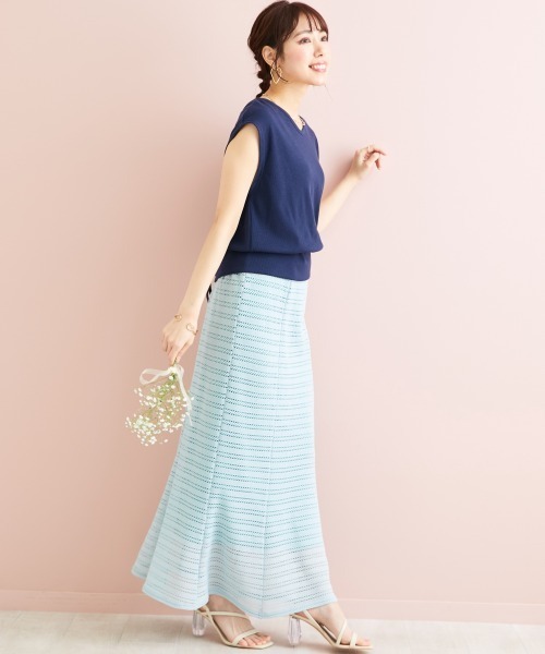 marun（マルン）の「＜大きいサイズ＞ クロッシェ調ソフトマーメイドスカート marun（スカート・レディース・アイボリー/ミント/ブラック・3L/5L/LL/4L/L）」の14枚目の写真