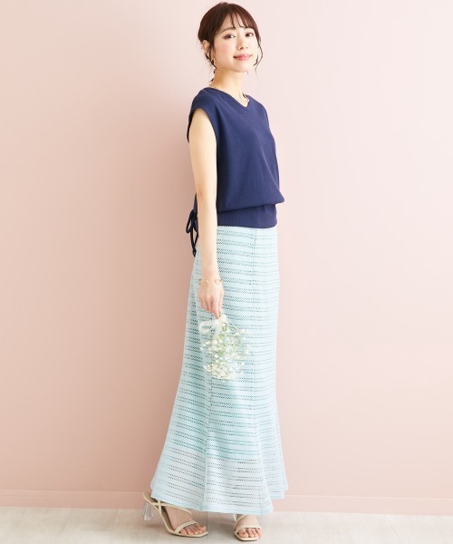 marun（マルン）の「＜大きいサイズ＞ クロッシェ調ソフトマーメイドスカート marun（スカート・レディース・アイボリー/ミント/ブラック・3L/5L/LL/4L/L）」の18枚目の写真