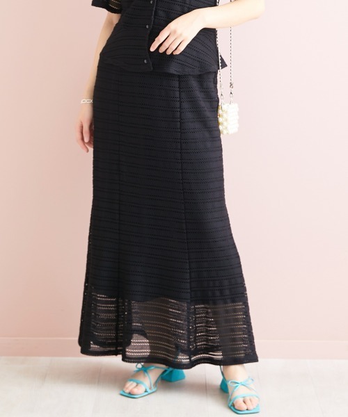 marun（マルン）の「＜大きいサイズ＞ クロッシェ調ソフトマーメイドスカート marun（スカート・レディース・アイボリー/ミント/ブラック・3L/5L/LL/4L/L）」の11枚目の写真