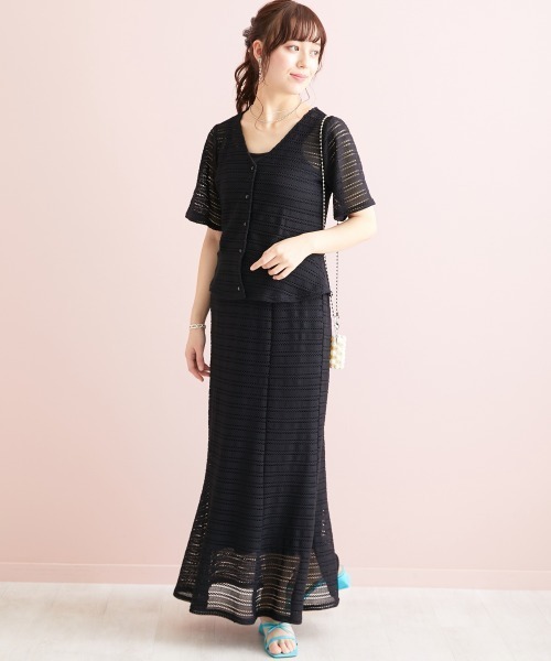 marun（マルン）の「＜大きいサイズ＞ クロッシェ調ソフトマーメイドスカート marun（スカート・レディース・アイボリー/ミント/ブラック・3L/5L/LL/4L/L）」の21枚目の写真