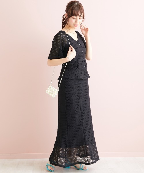 marun（マルン）の「＜大きいサイズ＞ クロッシェ調ソフトマーメイドスカート marun（スカート・レディース・アイボリー/ミント/ブラック・3L/5L/LL/4L/L）」の12枚目の写真