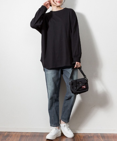 atONE（アットワン）の「atONE 後ろボタンロングスリーブカットソー（Tシャツ/カットソー・レディース・オフホワイト/ブラック/カーキ/杢グレー/チャコールグレー・4L～5L/LL～3L/M-L）」の19枚目の写真