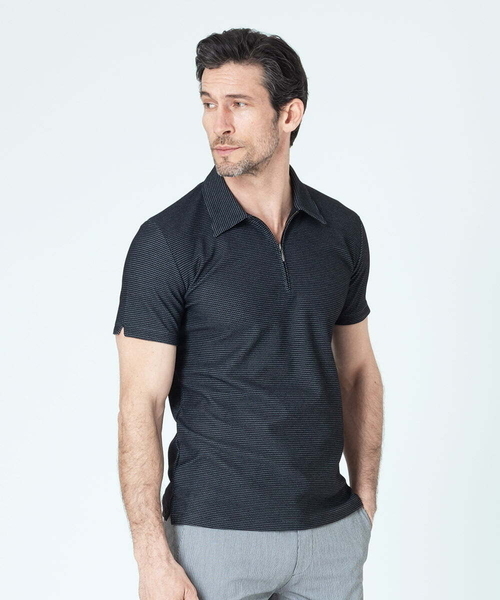 MICHEL KLEIN HOMME (ミッシェルクランオム)の「《日本製》幾何柄ポロシャツ(ポロシャツ・メンズ・ホワイト/ネイビー/ダークグレー・MEDIUM/LARGE/X-LARGE)」の5枚目の写真