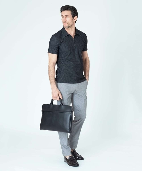 MICHEL KLEIN HOMME (ミッシェルクランオム)の「《日本製》幾何柄ポロシャツ(ポロシャツ・メンズ・ホワイト/ネイビー/ダークグレー・MEDIUM/LARGE/X-LARGE)」の6枚目の写真