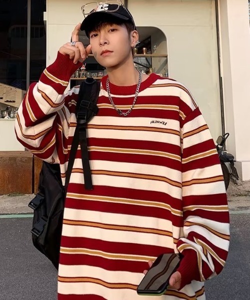 B.R.U（ブル）の「3カラーボーダーニット（ニット/セーター・メンズ・レッド/グリーン/ブラック・FREE）」の14枚目の写真