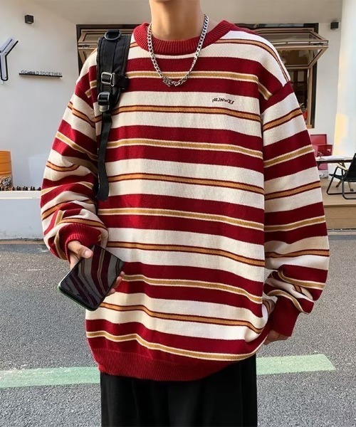 B.R.U（ブル）の「3カラーボーダーニット（ニット/セーター・メンズ・レッド/グリーン/ブラック・FREE）」の11枚目の写真