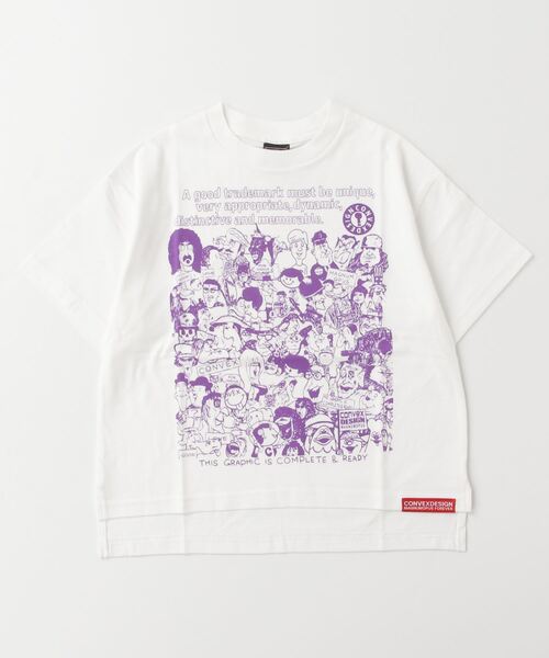 CONVEX（コンベックス）の「ﾋﾟｰﾌﾟﾙ ｽﾘｯﾄWIDE-T（Tシャツ/カットソー・キッズ・オフホワイト/グレー/グリーン/ブラック・120cm/130cm/140cm/160cm/150cm）」の2枚目の写真
