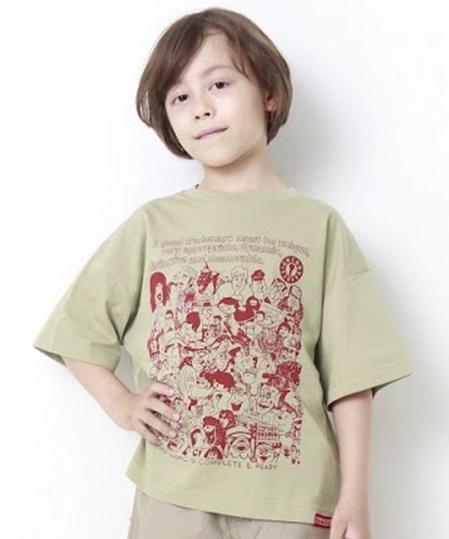 CONVEX（コンベックス）の「ﾋﾟｰﾌﾟﾙ ｽﾘｯﾄWIDE-T（Tシャツ/カットソー・キッズ・オフホワイト/グレー/グリーン/ブラック・120cm/130cm/140cm/160cm/150cm）」の4枚目の写真
