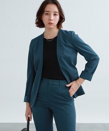 INDIVI | 【洗える/SETUP可能/UVケア/接触冷感/日本製】麻混ノーカーラージャケット(スーツジャケット)