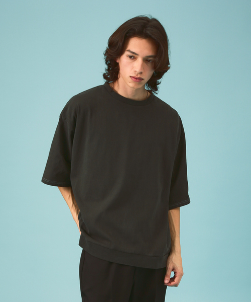 Revo.（レボ）の「ルーズシルエット/天竺ピグメント/半袖Tシャツ/ユニセックス（Tシャツ/カットソー・メンズ・ベージュ/ネイビー/スミクロ・M/L）」の2枚目の写真