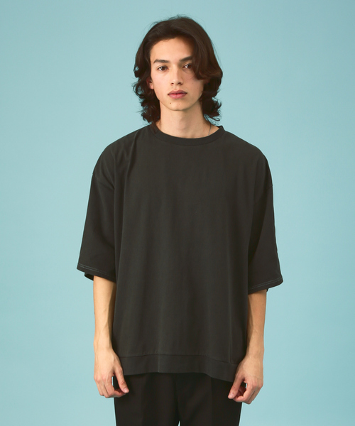 Revo.（レボ）の「ルーズシルエット/天竺ピグメント/半袖Tシャツ/ユニセックス（Tシャツ/カットソー・メンズ・ベージュ/ネイビー/スミクロ・M/L）」の5枚目の写真